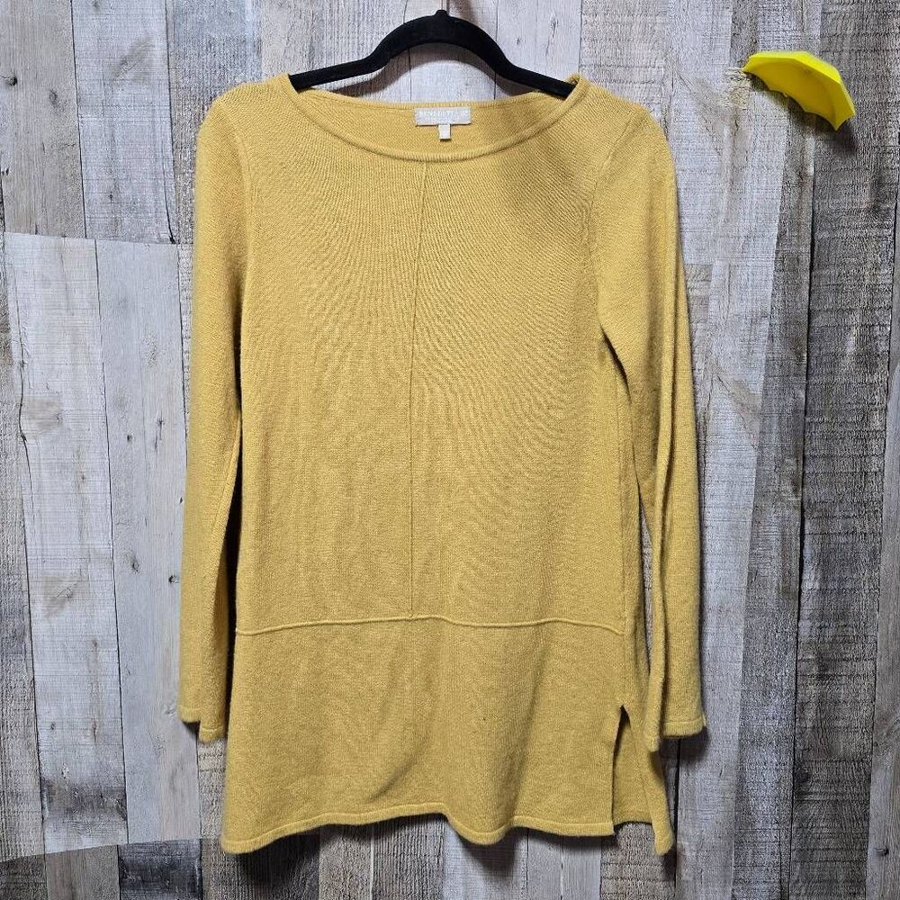 Benedetta B. Mustard Merino Wool Cashmere Blend Tunic Sweater Small Minimalist